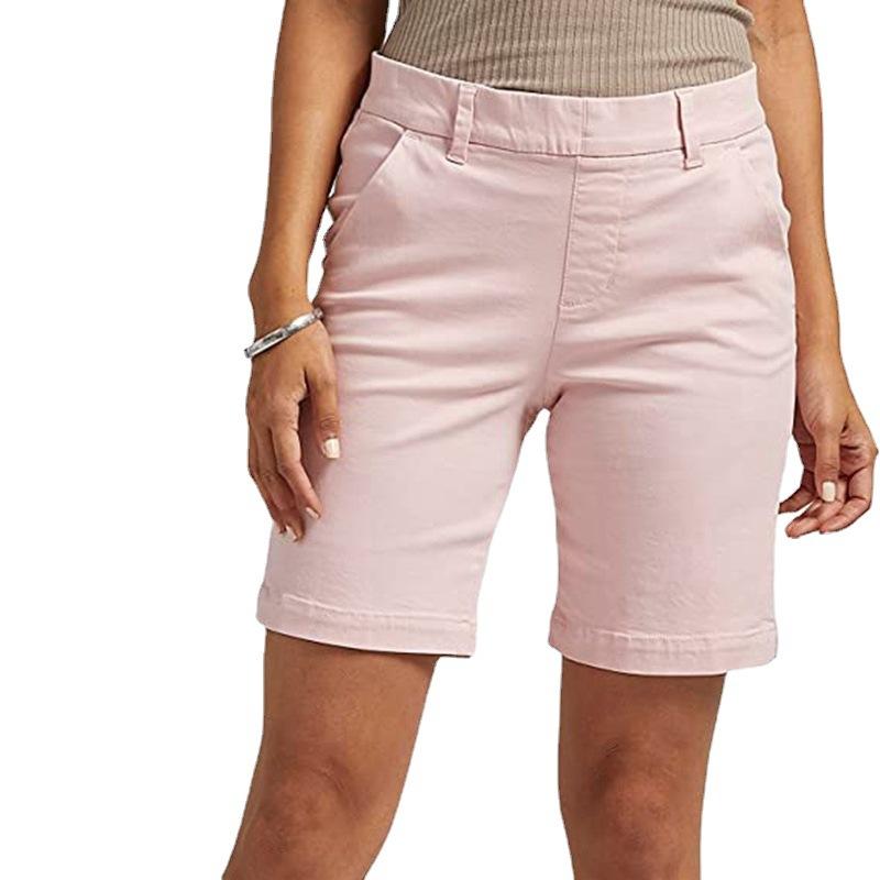 Womens Shorts | Natural Elastic Waist Turn Up Stretch Shorts